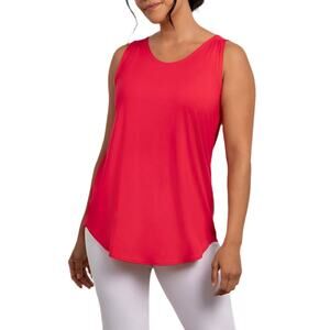 Sympli Womens Tank Top Size XL Red Bamboo Gather Tunic Style Scoop Neck NWT